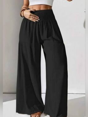 #97803 Fabulous Smoked Waistband Wide-Leg Pants
